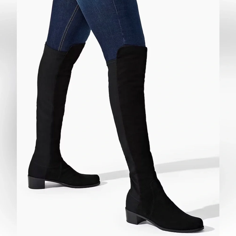 Stuart Weitzman Black Suede Over the Knee Boots